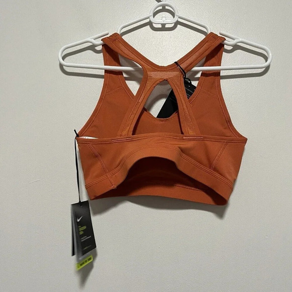 Nike‎ NWT Swoosh Icon Clash Medium Support 1-piece Pad V-neck Sports Bra Orange - Picture 4 of 7